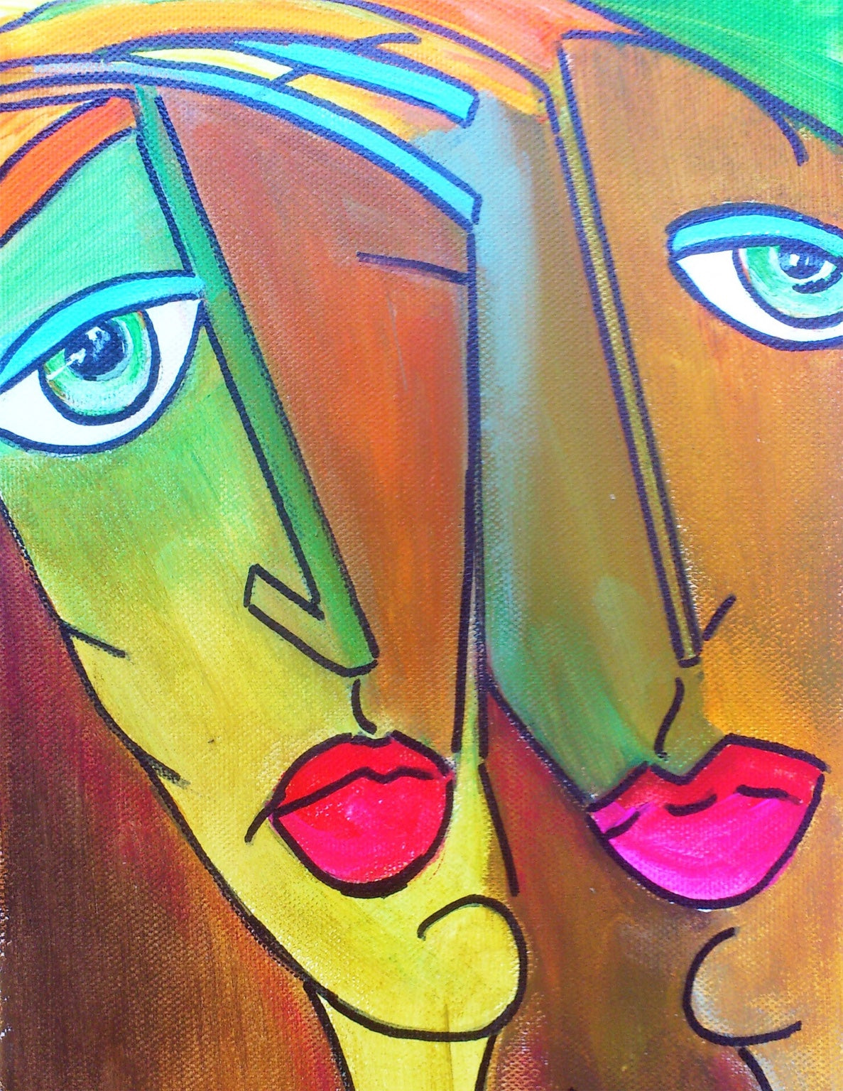 Visages abstraits et émotions colorées de la collection Trounchos, peintures originales de Laure Leprince à télécharger et imprimer.