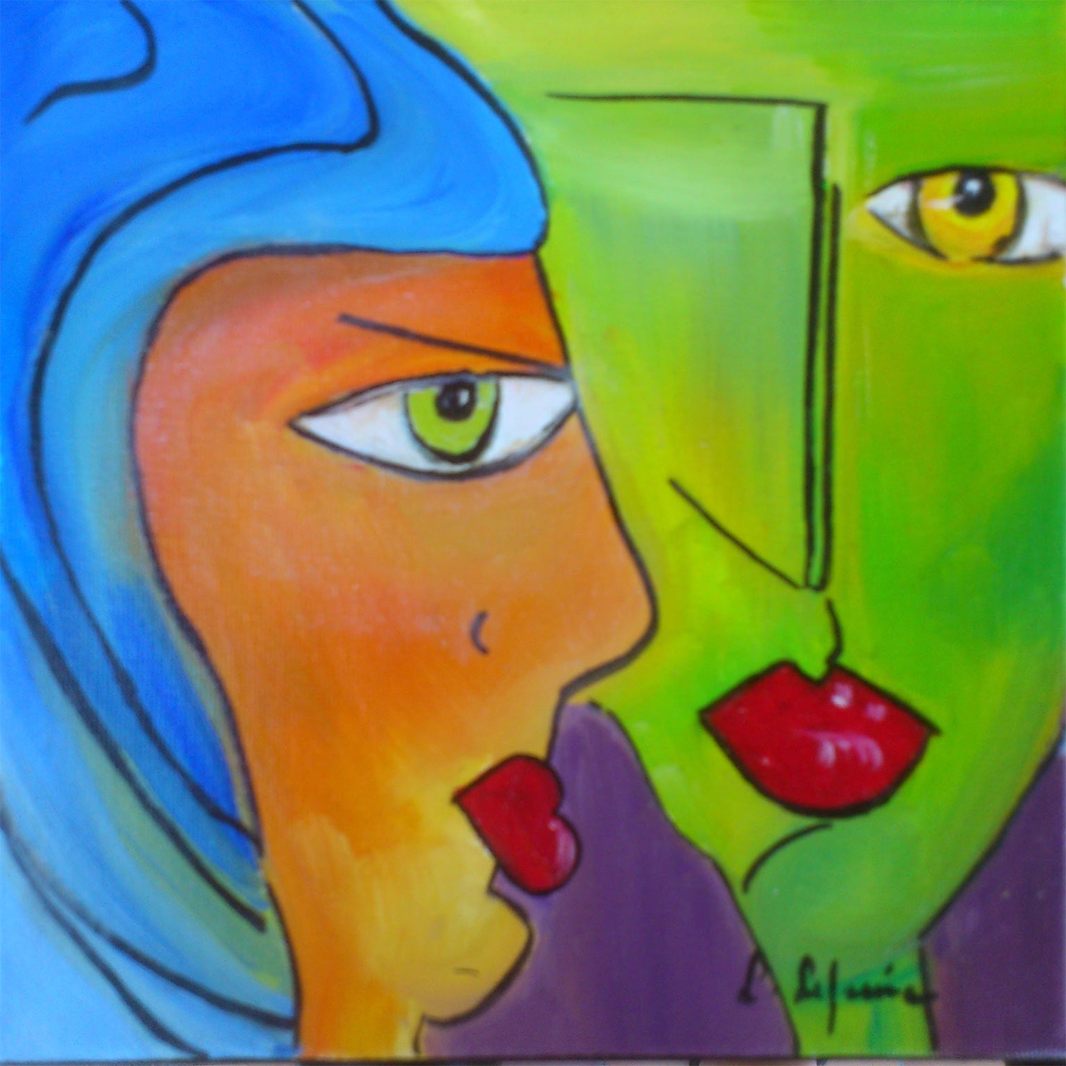 Visages abstraits et émotions colorées de la collection Trounchos, peintures originales de Laure Leprince à télécharger et imprimer.