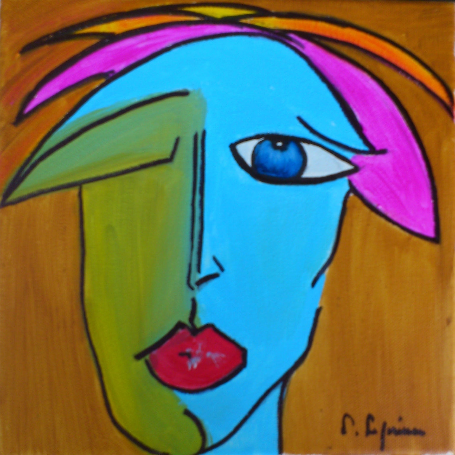 Visages abstraits et émotions colorées de la collection Trounchos, peintures originales de Laure Leprince à télécharger et imprimer.