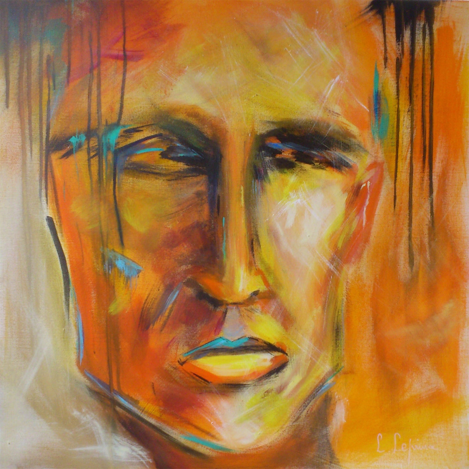 Visages abstraits et émotions colorées de la collection Trounchos, peintures originales de Laure Leprince à télécharger et imprimer.