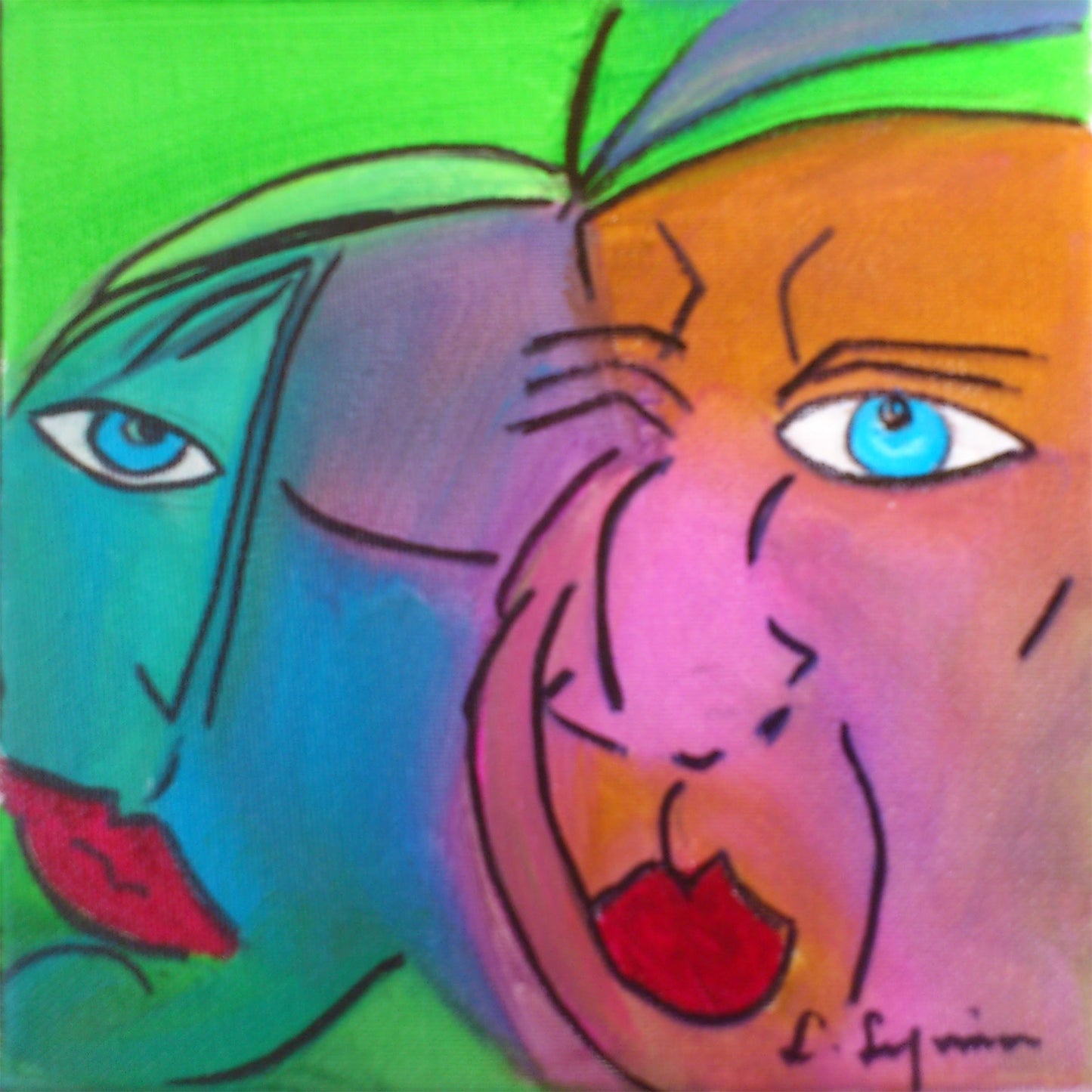 Visages abstraits et émotions colorées de la collection Trounchos, peintures originales de Laure Leprince à télécharger et imprimer.