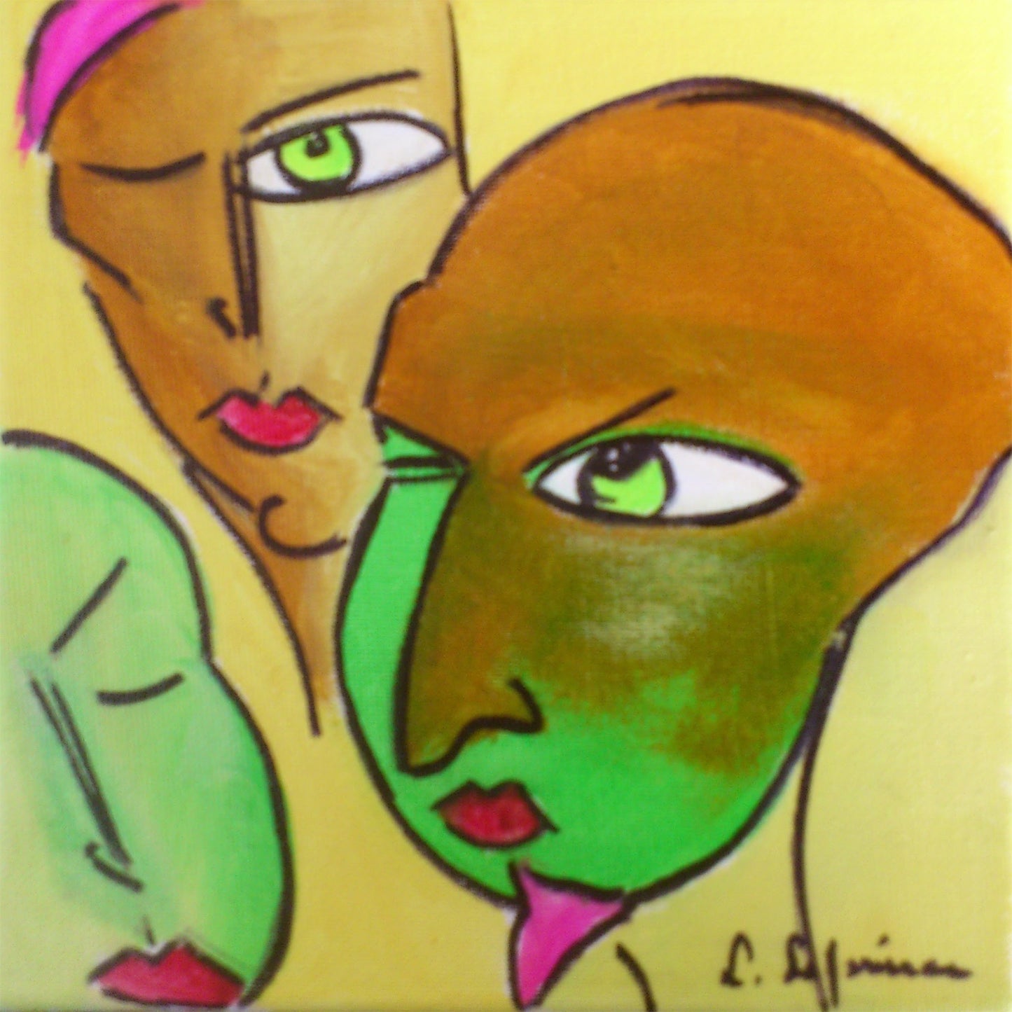 Visages abstraits et émotions colorées de la collection Trounchos, peintures originales de Laure Leprince à télécharger et imprimer.