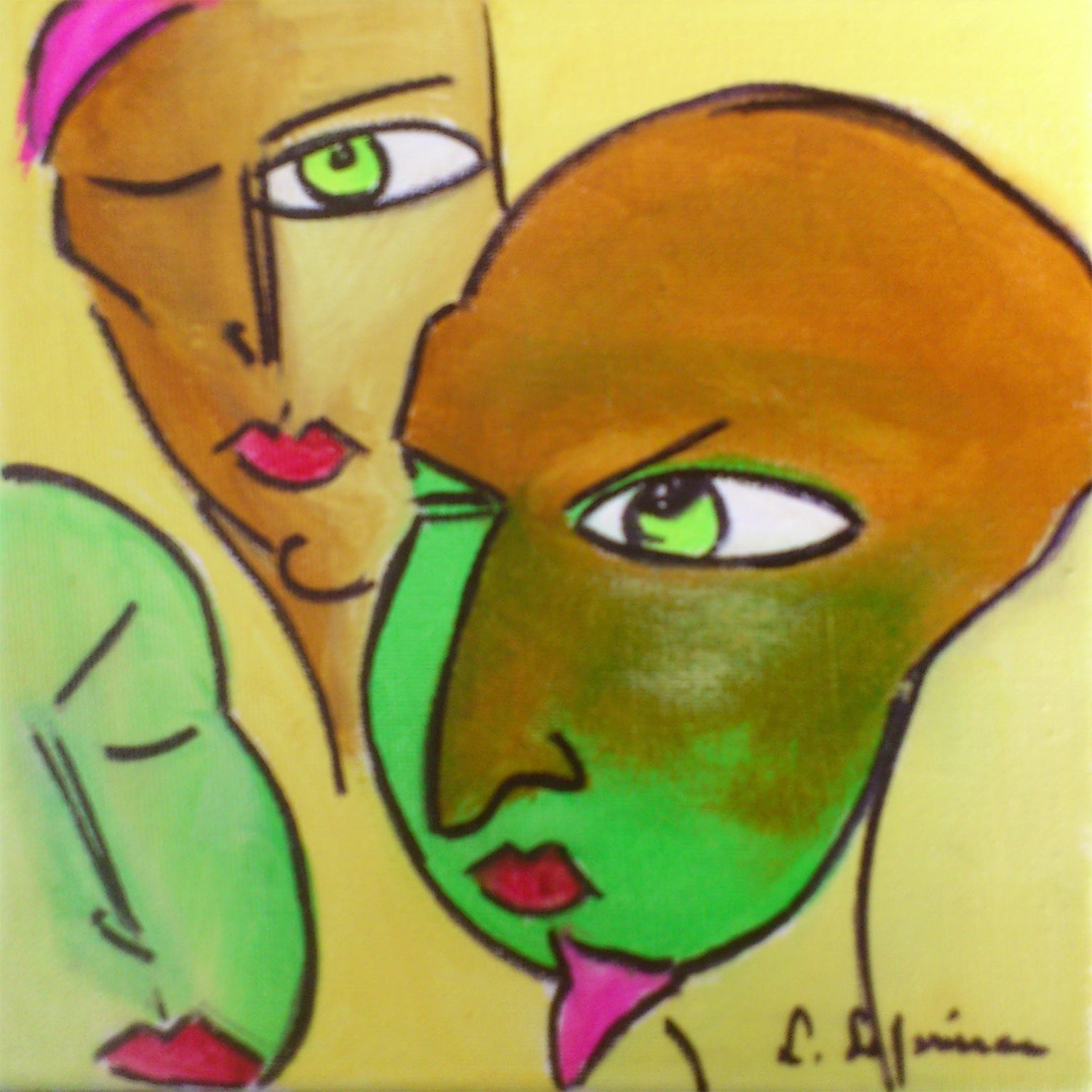 Visages abstraits et émotions colorées de la collection Trounchos, peintures originales de Laure Leprince à télécharger et imprimer.