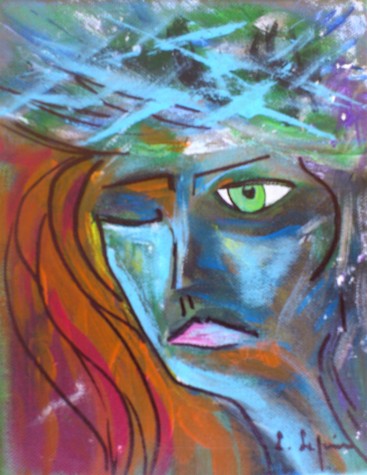 Visages abstraits et émotions colorées de la collection Trounchos, peintures originales de Laure Leprince à télécharger et imprimer.