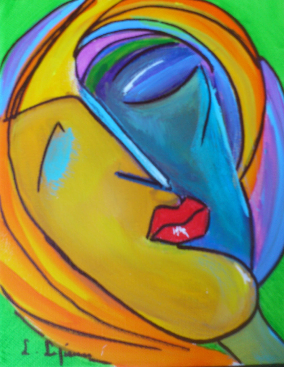 Visages abstraits et émotions colorées de la collection Trounchos, peintures originales de Laure Leprince à télécharger et imprimer.