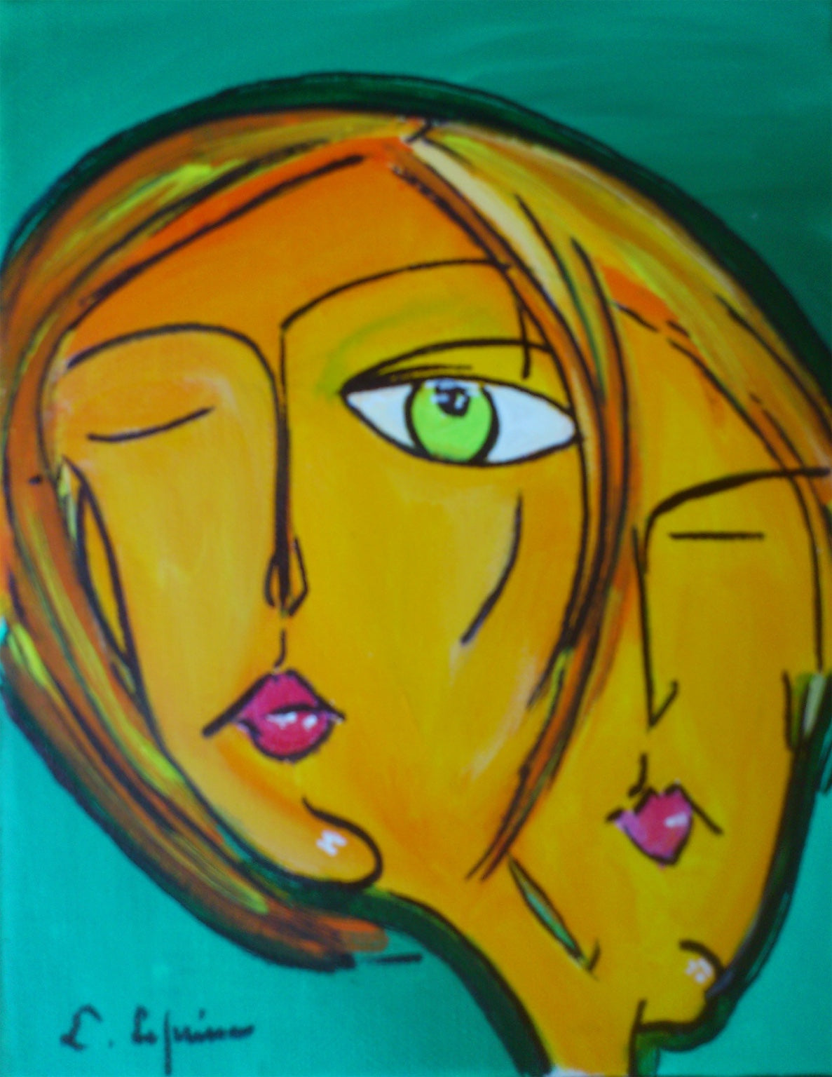 Visages abstraits et émotions colorées de la collection Trounchos, peintures originales de Laure Leprince à télécharger et imprimer.