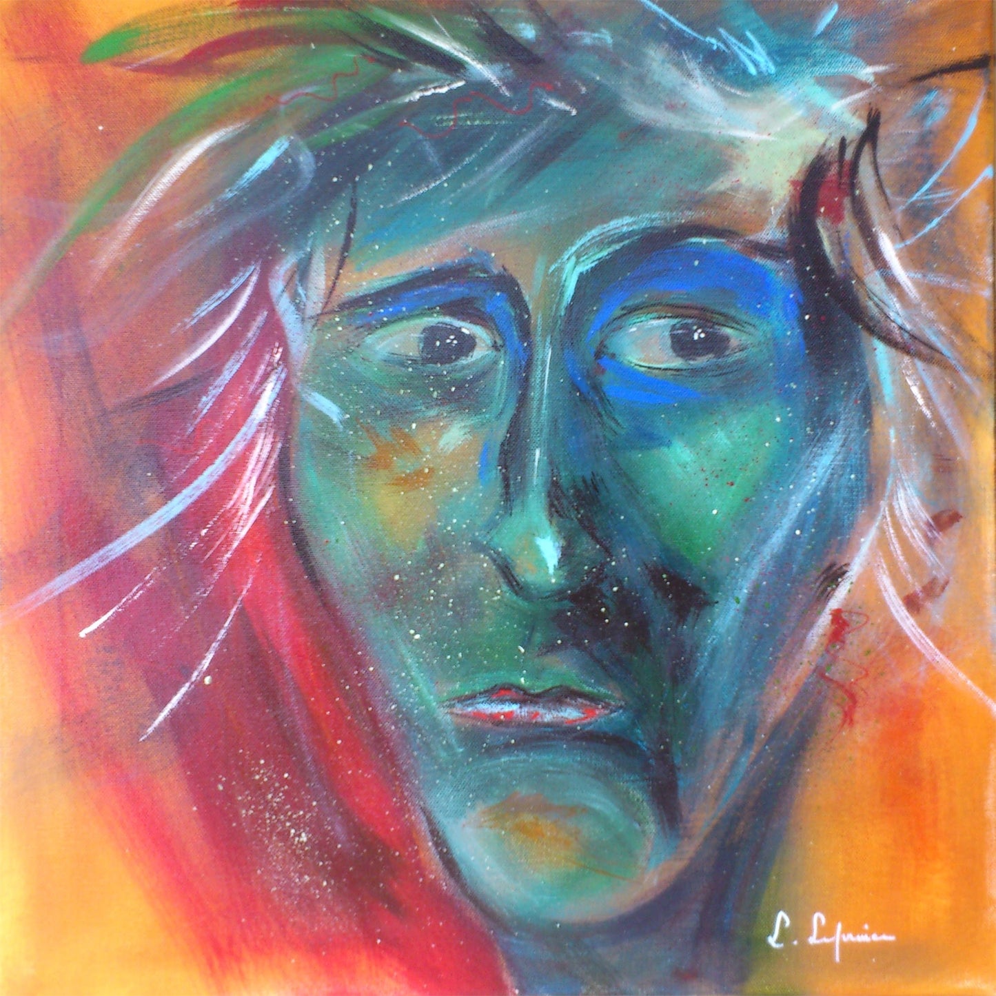 Visages abstraits et émotions colorées de la collection Trounchos, peintures originales de Laure Leprince à télécharger et imprimer.