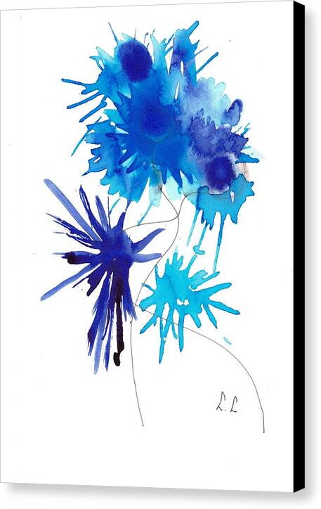 Vibrant Blue Floral Shapes - Canvas Print