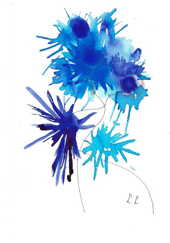 Vibrant Blue Floral Shapes - Art Print