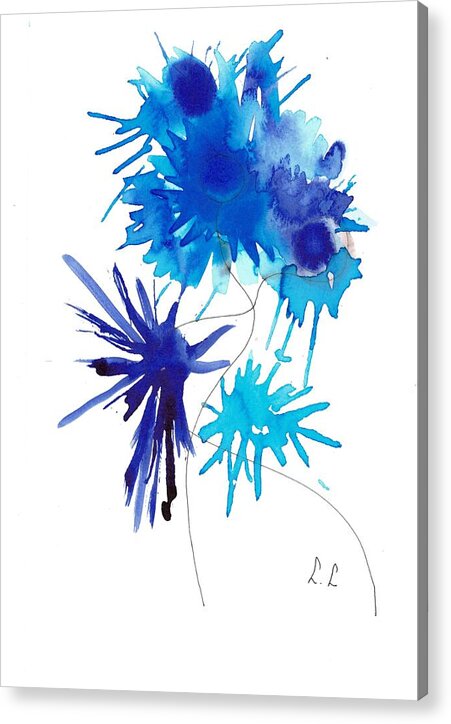 Vibrant Blue Floral Shapes - Acrylic Print