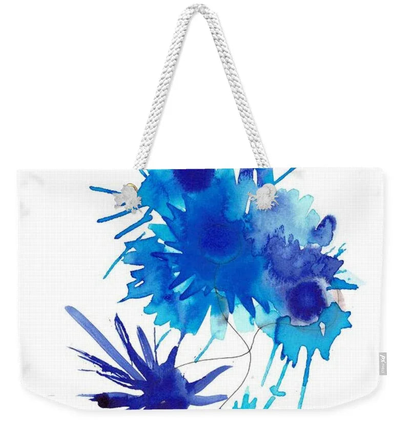 Bleuets electriques Abstract Watercolor Tote Bag – Chic Weekender & Everyday Style - Laure Leprince - Artiste Peintre