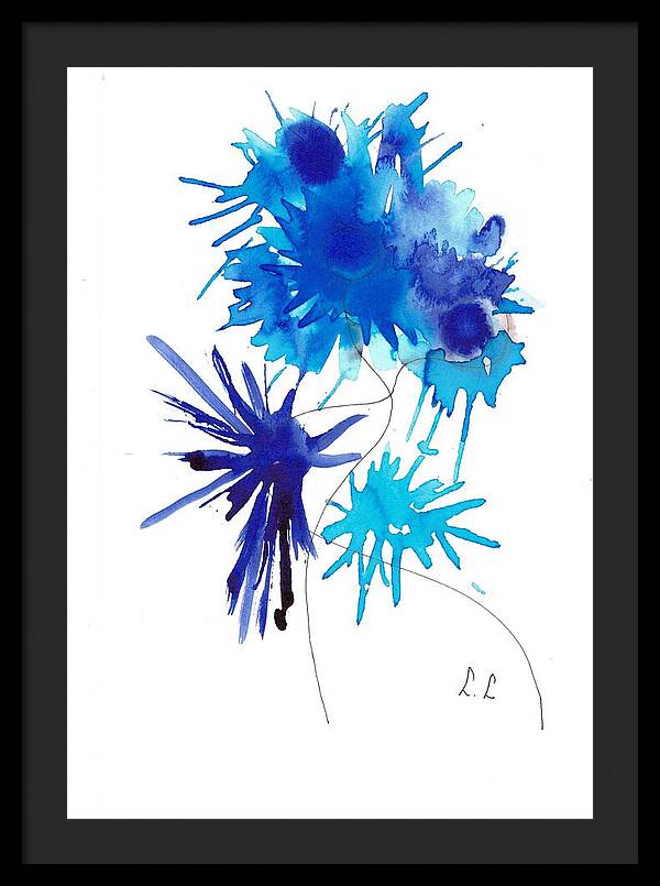 Vibrant Blue Floral Shapes - Framed Print